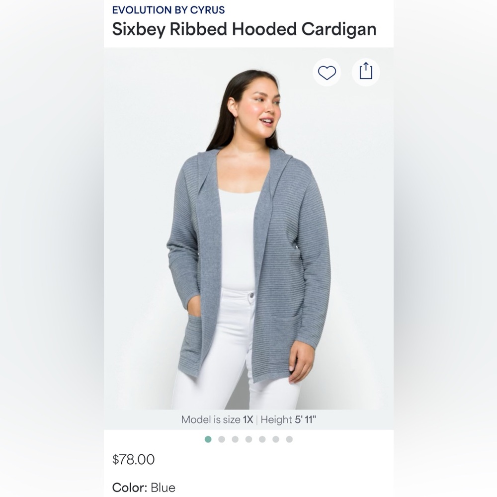 Revolution Women's Grey Blue Hooded Cardigan NWOT - Stitch Fix